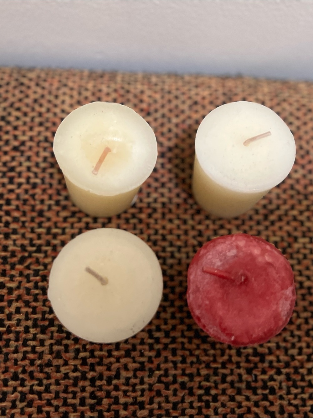 Unscented Votive Candle Set - Cream and Red